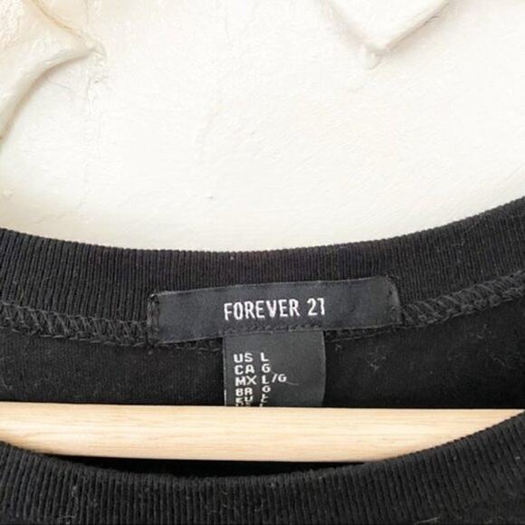 Forever 21 Girls Rules black graphic tee sz L - Picture 3 of 5